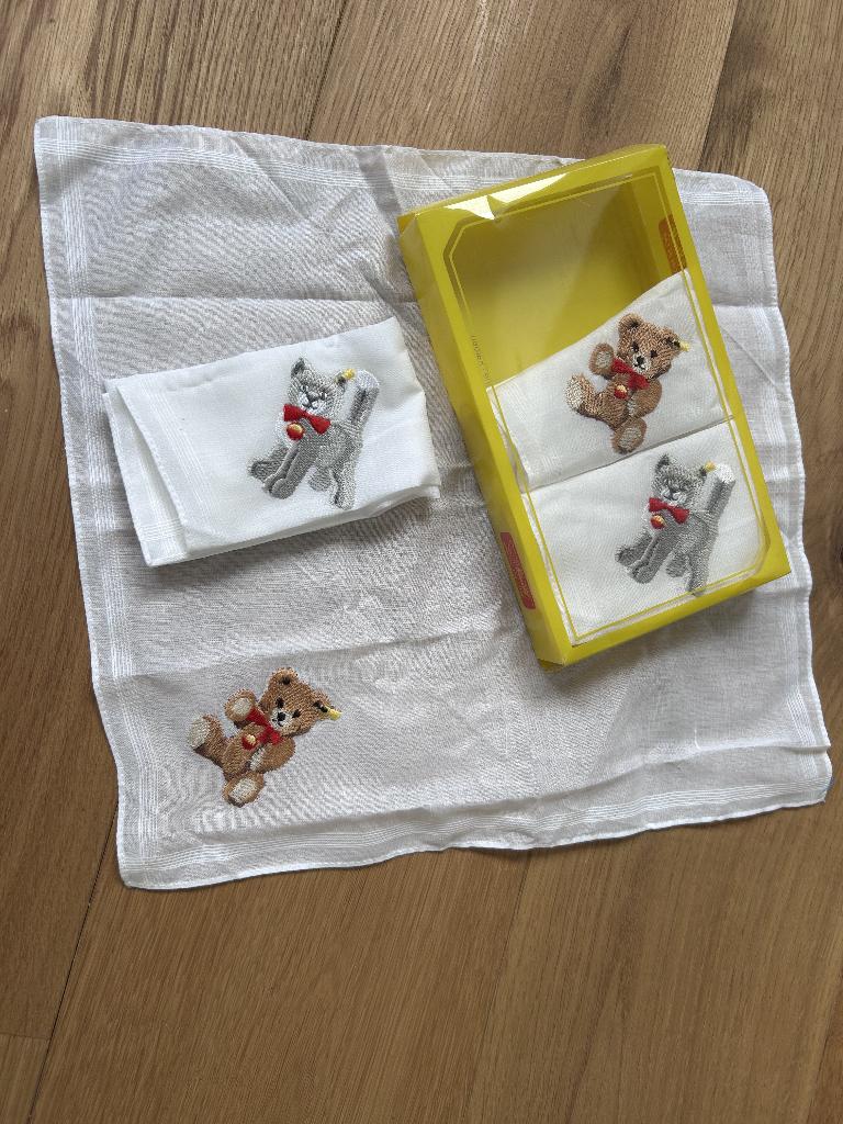 Steiff katoenen zakdoekjes 4 stuks, Verzenden, Zo goed als nieuw