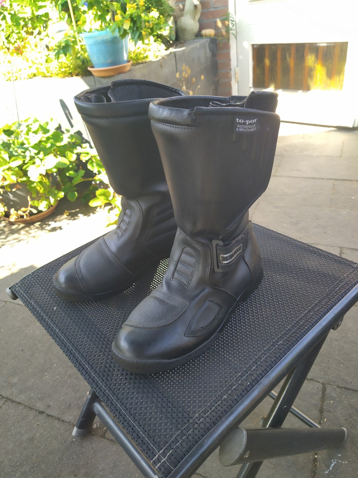 Zwarte motorlaarzen - Te-Por Waterproof & Breathable, Motoren, Te-Por, Heren, Ophalen of Verzenden, Laarzen