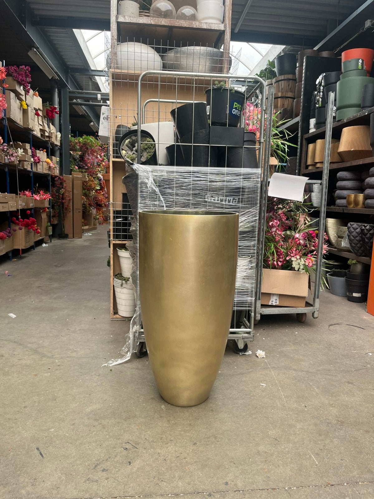 Gouden plantenbak 90cm, Minder dan 30 cm, Rond, Ophalen of Verzenden, Zo goed als nieuw
