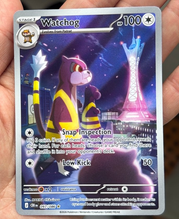 Watchog fullart pokemon kaart, Ophalen of Verzenden, Nieuw, Losse kaart