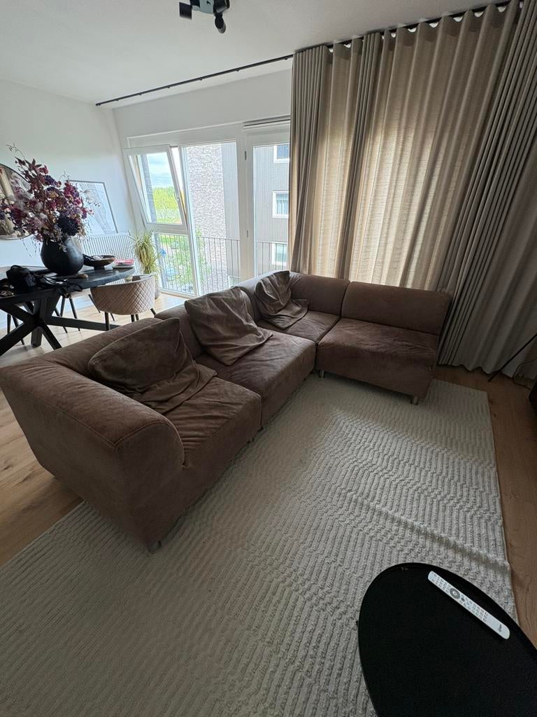 Bruin, Huis en Inrichting, Banken | Bankstellen, Ophalen, Gebruikt, 75 tot 100 cm, Leer