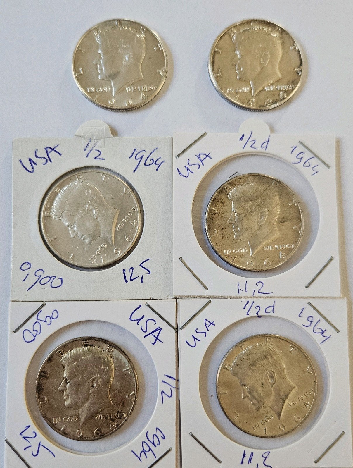 6x zilveren Kennedy Half Dollar Munten - 1964, Postzegels en Munten, Ophalen of Verzenden, Noord-Amerika, Setje, Zilver