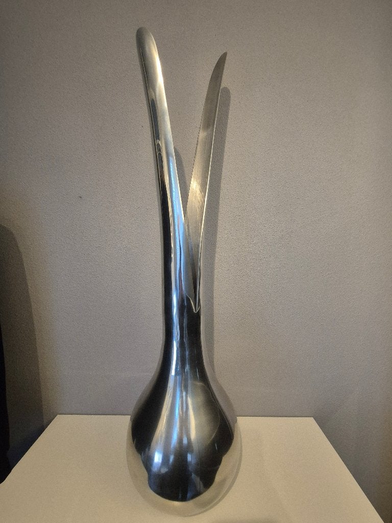 Grote metalen designvaas – 101 cm hoog, Ophalen, Zo goed als nieuw, Zilver