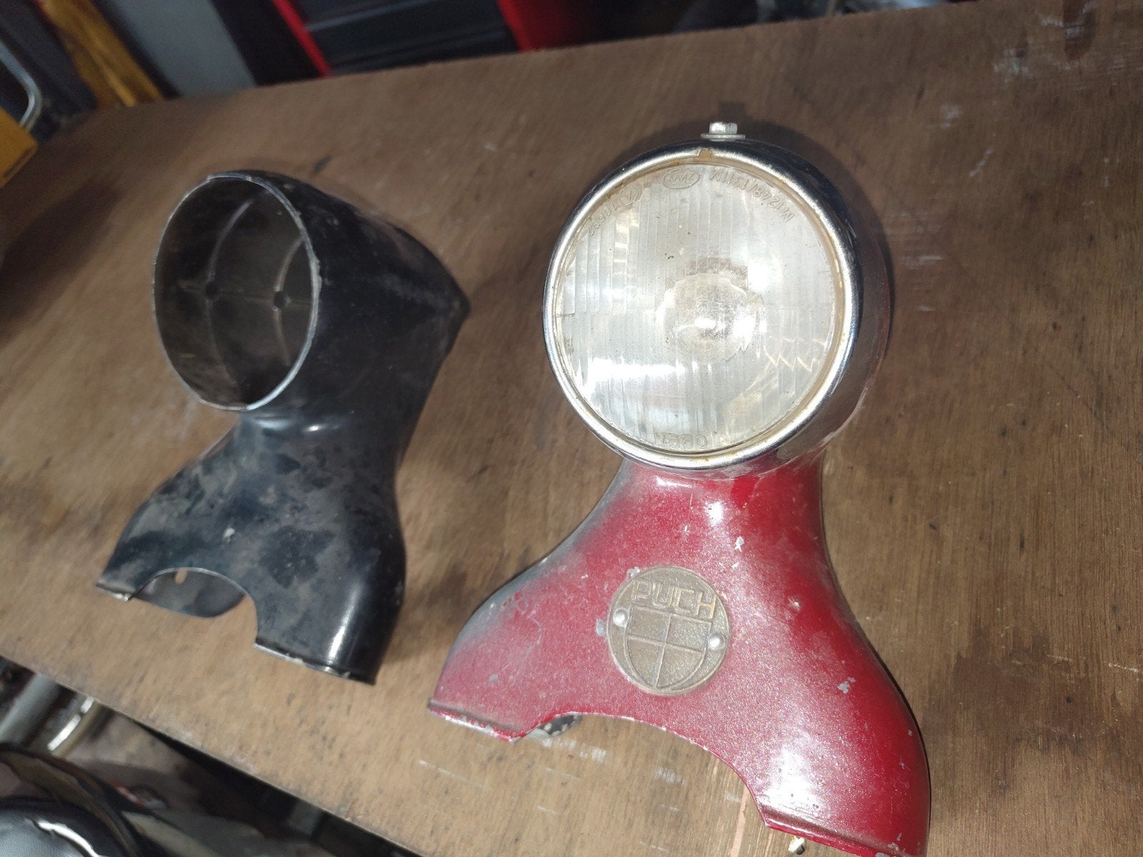 2x Koplamp huis Puch voor smalle vork, Ophalen of Verzenden, Gebruikt, Koplamp