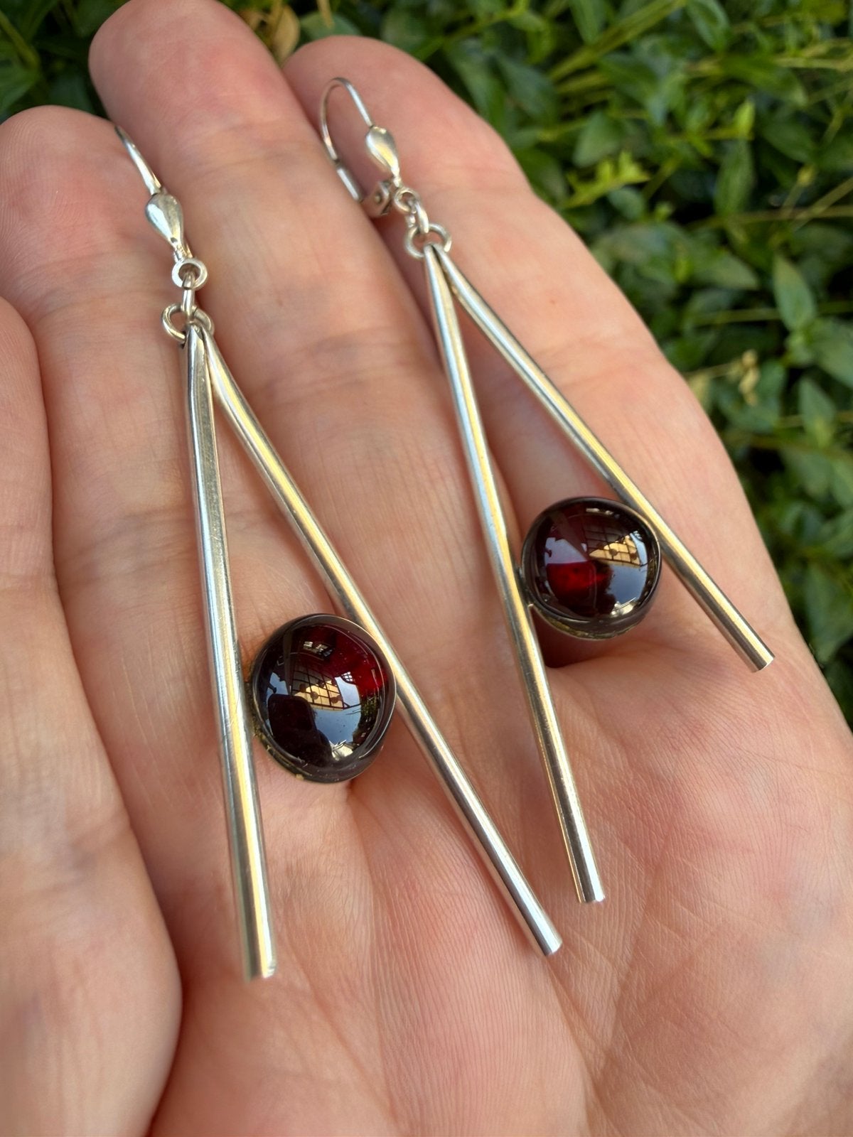 H171/Zilveren Bijzondere Rode Glas oorbellen, Sieraden, Tassen en Uiterlijk, Oorbellen, Gebruikt, Verzenden, X, Rood