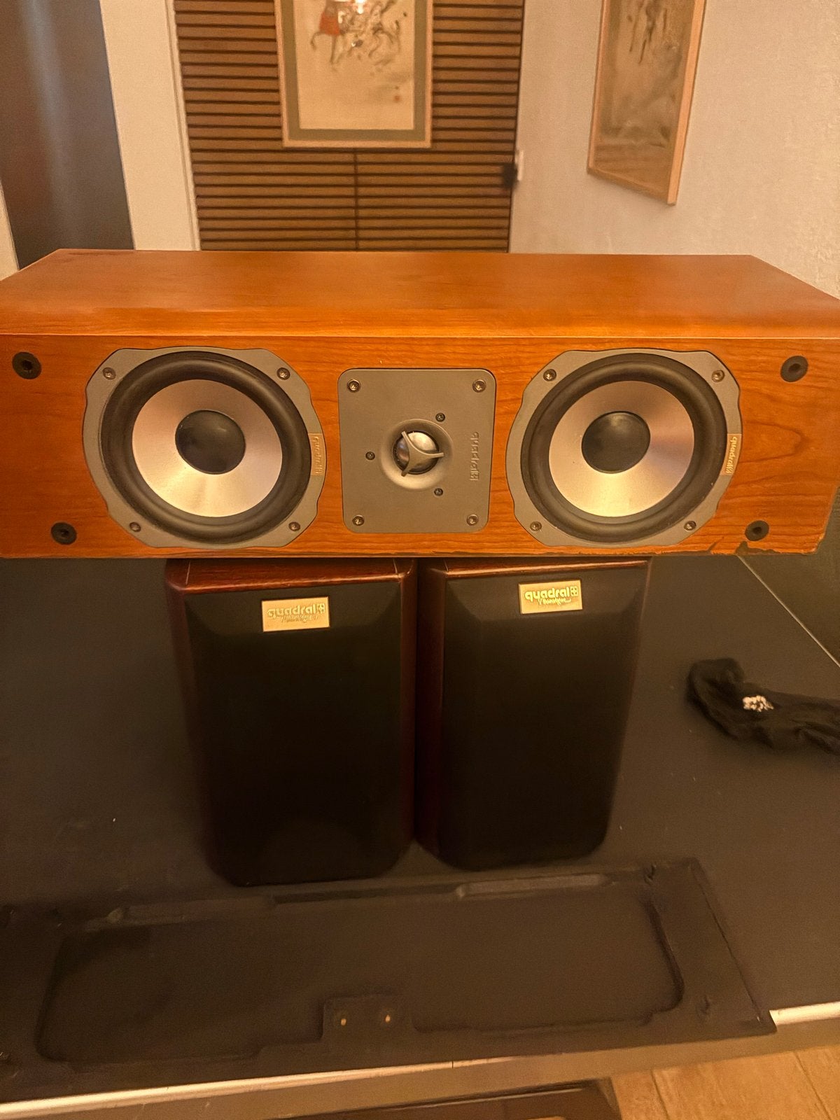 Quadral Speakerset: 2x IPSO boekenplank + 1x ASCENT-Base cen, Gebruikt, Ophalen of Verzenden, Geschikt voor surround/home cinema