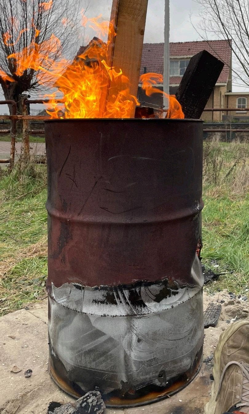Stookton,  vuurton brandton brandvat vuurvat vuurkorf, Ophalen