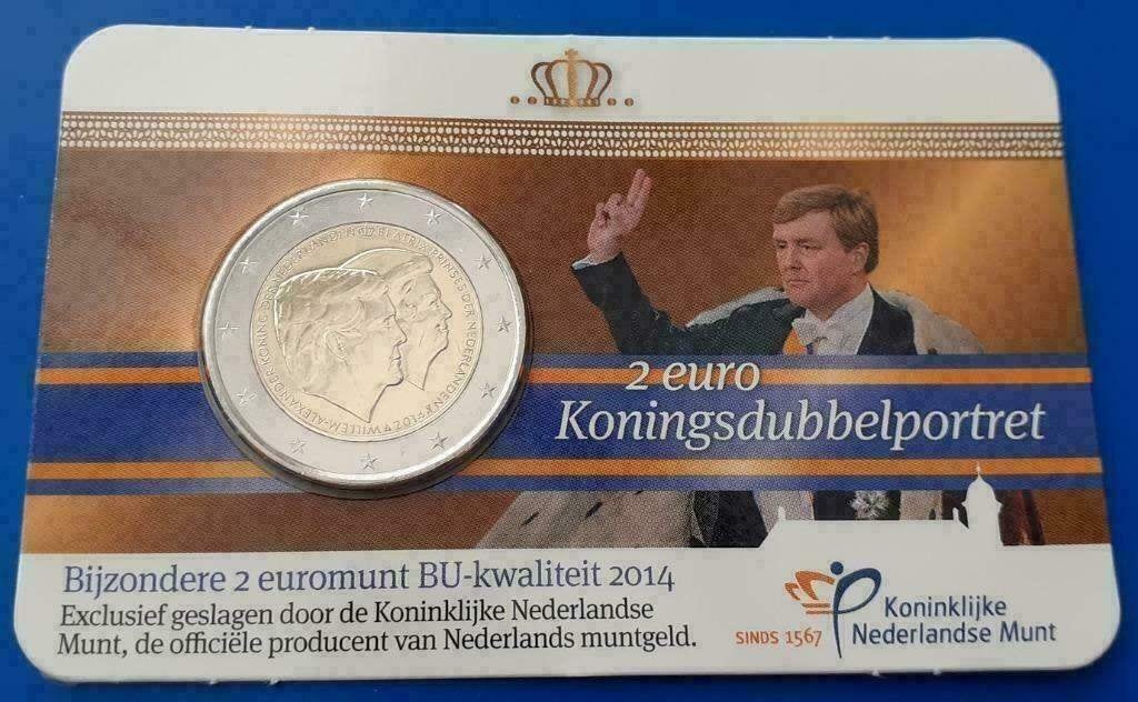 2 euro Koningsdubbelportret 2014 BU coincard, Verzenden, Koningin Beatrix, Euro's, Setje