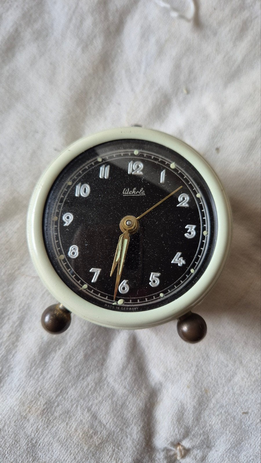 Vintage mechanische wekker van het Duitse merk Wehrle, Ophalen of Verzenden