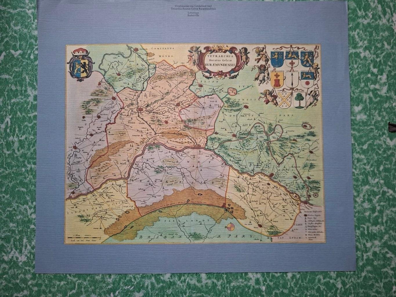 oude Landkaart Overkwartier van Gelderland 1662, Boeken, Atlassen en Landkaarten, Voor 1800, Ophalen of Verzenden, Landkaart, Nederland
