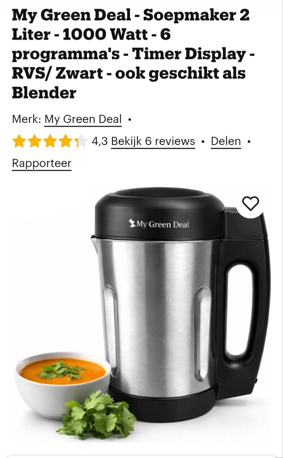 soepmaker 2 liter, 1 tot 2 liter, Ophalen, Zo goed als nieuw