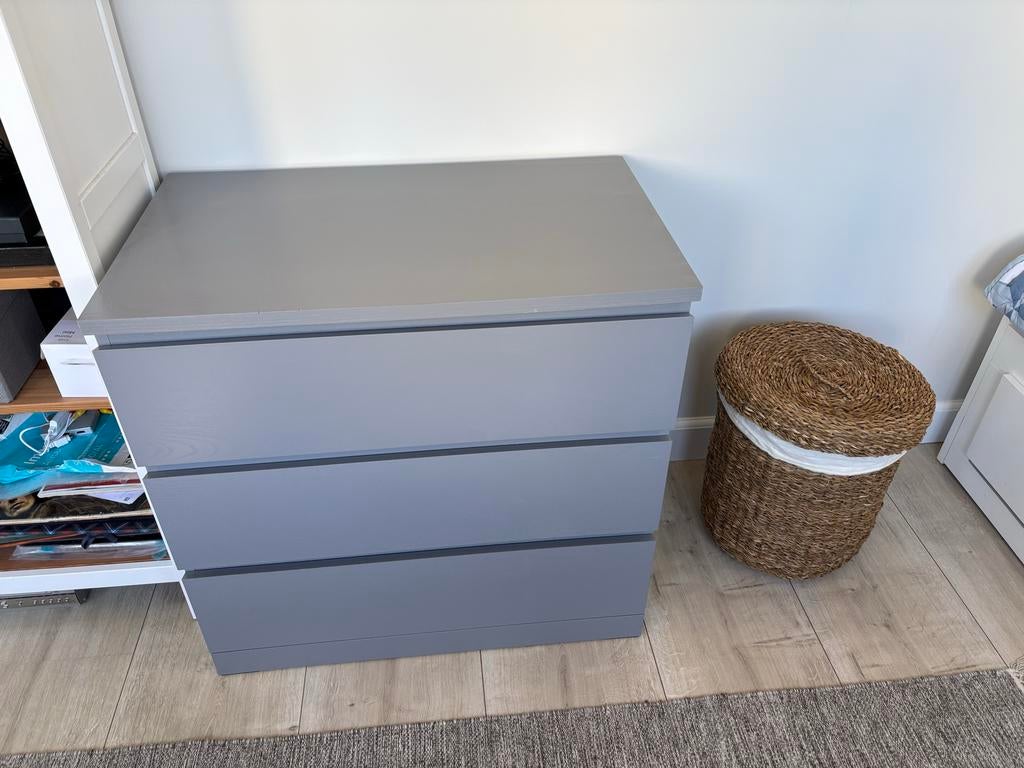 Ikea Malm ladekast - Grijs, 3 lades, Ophalen, Gebruikt, 50 tot 100 cm, 3 of 4 laden