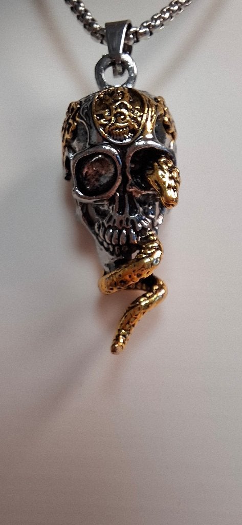 Doodshoofd Ketting met Gouden Slang