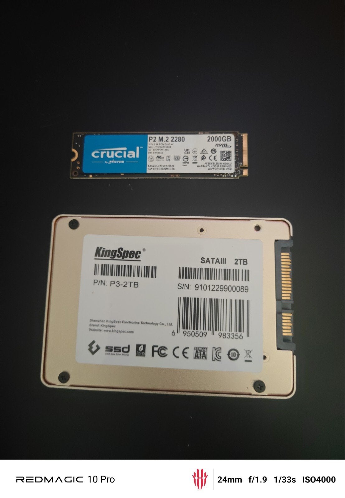 Crucial P2 M.2 NVMe SSD 2TB & KingSpec SATAIII SSD 2TB, Ophalen, Intern, Crucial, KingSpec, Server