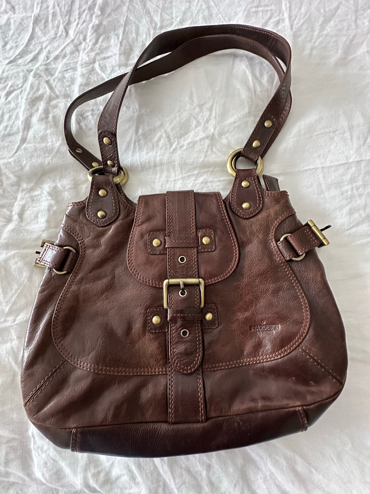 Bear Design Leren Handtas - Bruin, Ophalen of Verzenden, Gebruikt, Bruin, Handtas