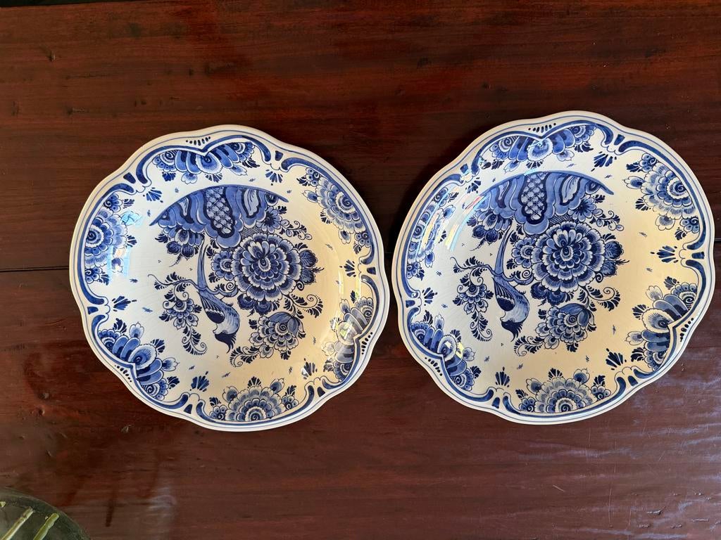 Set van 2 Delfts Blauwe Wandborden met Vogeldecor, Ophalen of Verzenden