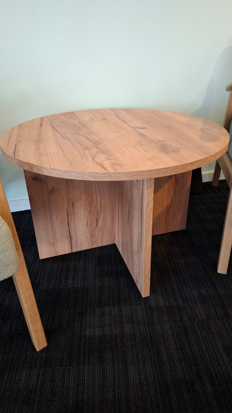 Salontafel hout look rond 70cm, Ophalen, 50 tot 100 cm, Rond, 50 tot 100 cm
