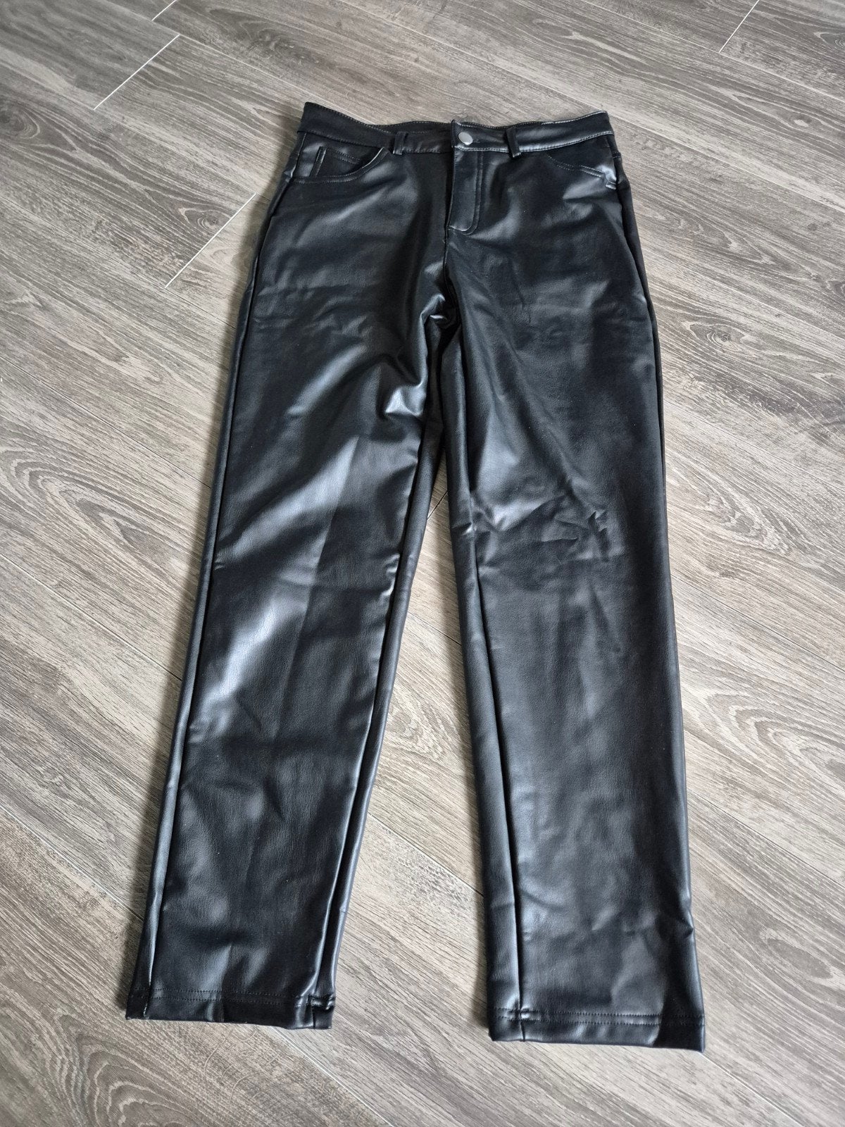 Esmara zwarte imitatie leren broek, maat 38, Maat 38/40 (M), Zwart, Zo goed als nieuw, Lang