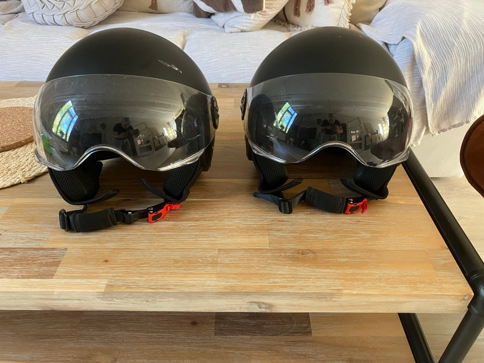 Set van 2 zwarte scooterhelmen (maat M en L), Ophalen of Verzenden, Gebruikt, Medium