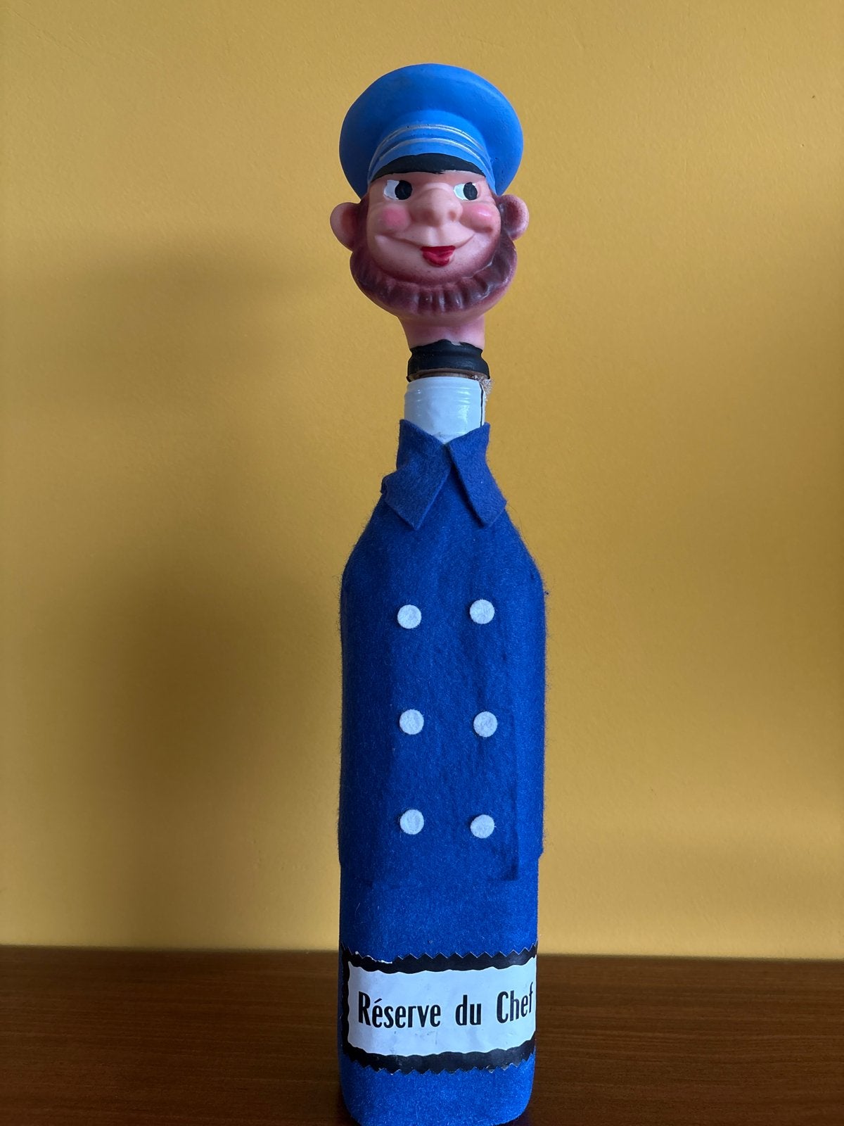Vintage Réservé du Chef fles met hoofd van een kok, Ophalen of Verzenden