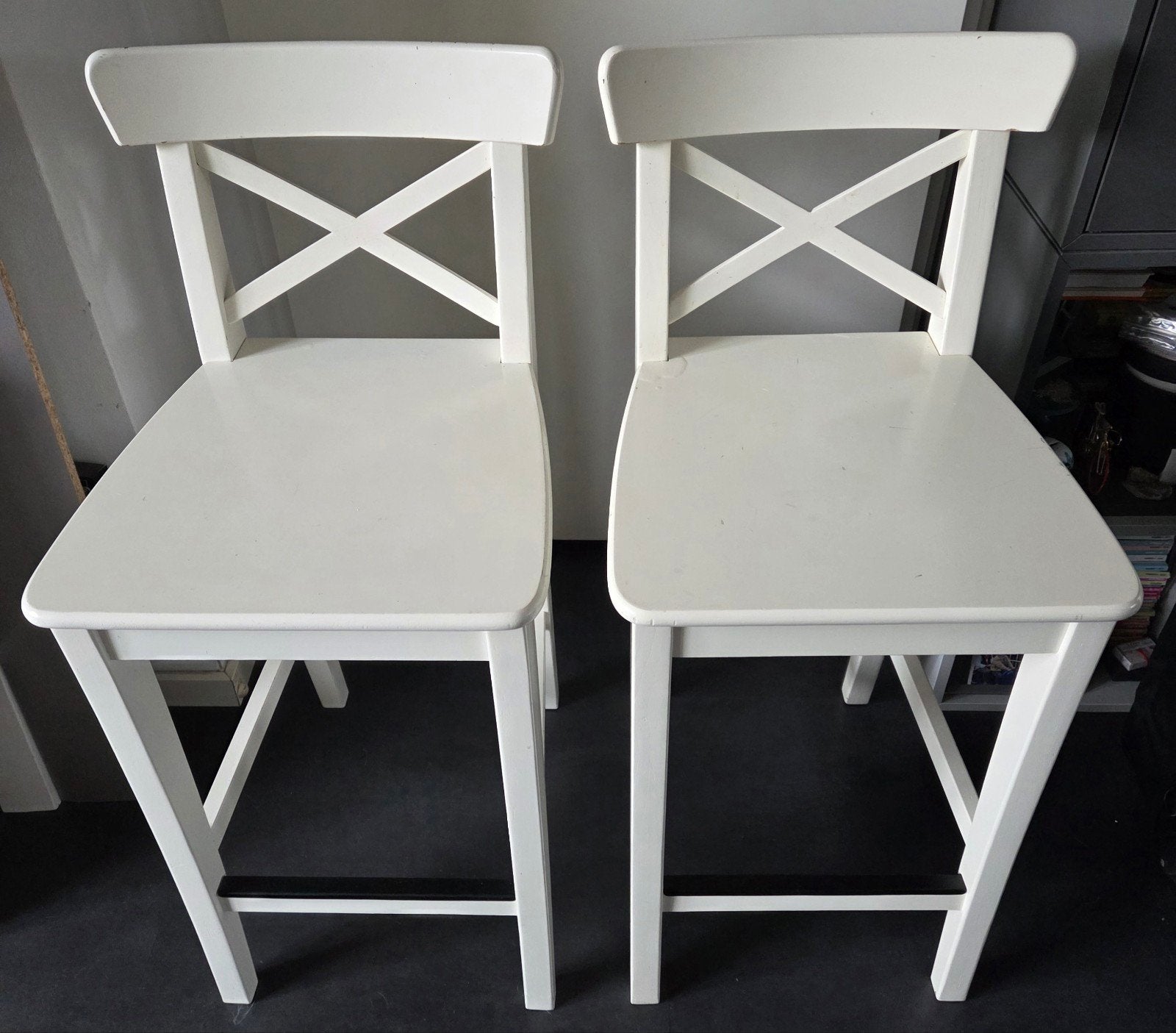 3 IKEA.BAR krukken, wit, hout, gebruikt, 3 krukken, Ophalen, Gebruikt, Hout