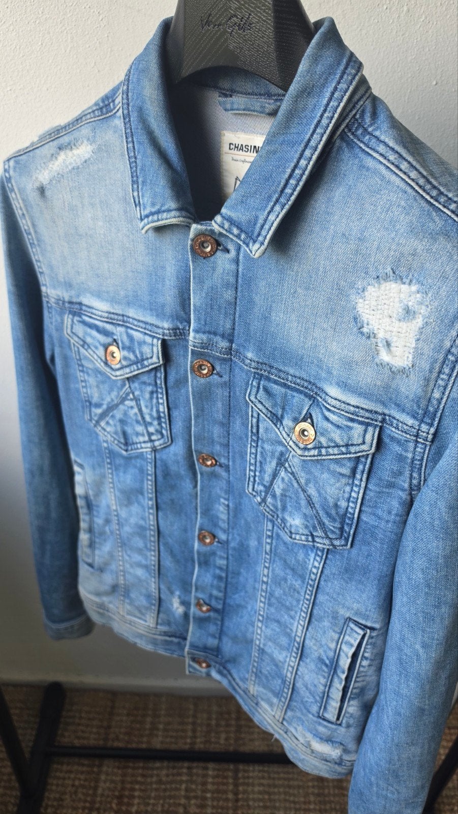 Chasin' Spijkerjas maat S, Kleding | Heren, Jassen | Zomer, Chasin, Blauw, Ophalen of Verzenden, Zo goed als nieuw