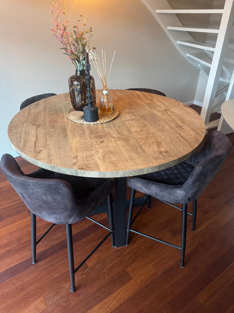 Ronde hoge tafel met 6 stoelen, Huis en Inrichting, Tafels | Eettafels, Ophalen, 100 tot 150 cm, Rond, Zo goed als nieuw