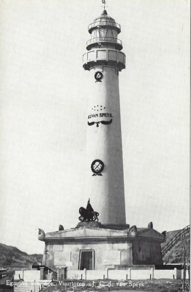 Egmond aan Zee, Vuurtoren J.C.J. van Speyk, 1959, Ophalen of Verzenden, 1940 tot 1960, Ongelopen, Noord-Holland