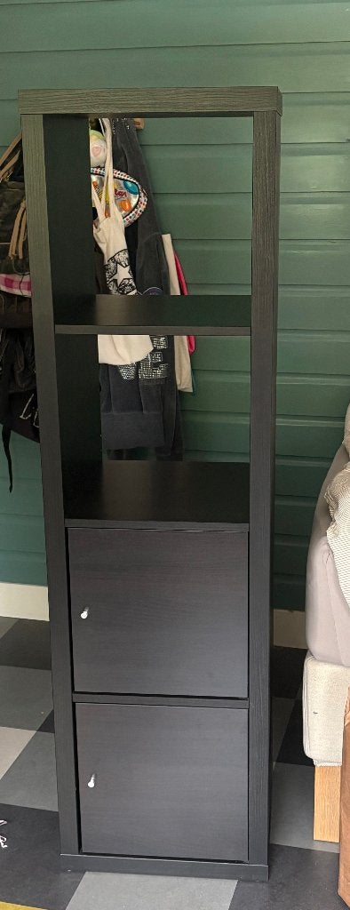 IKEA KALLAX open kast zwart, Ophalen, Minder dan 50 cm, Met deur(en), 100 tot 150 cm