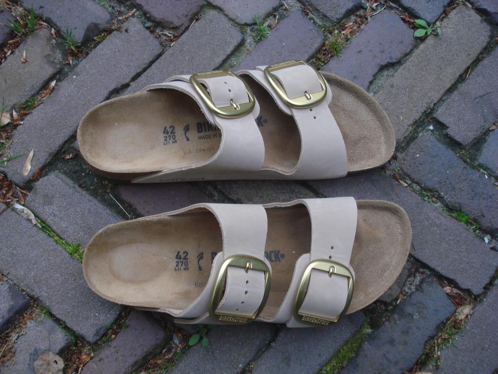 BIRKENSTOCK BIG BUCKLE BEIGE NIEUW 42 GRATIS VERZENDING POST, Slippers, Verzenden, Beige, Nieuw