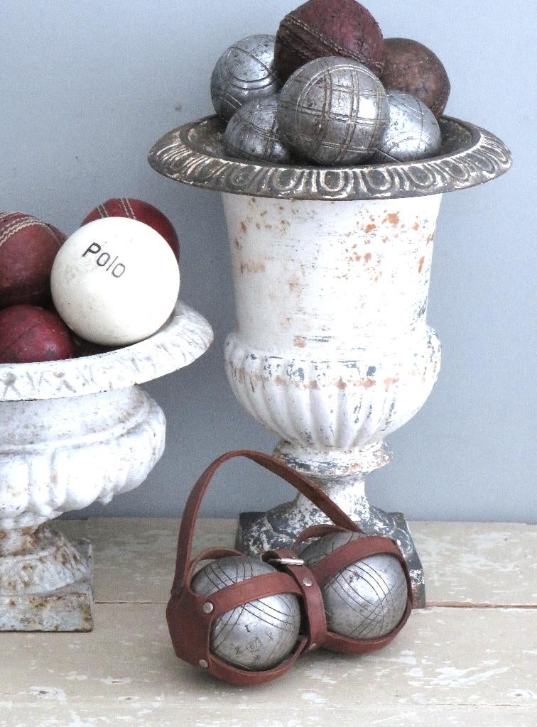Franse jeu de boules/ petanqueboules in draagriem, Antiek en Kunst, Ophalen of Verzenden