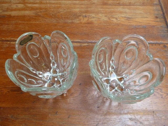 2 vintage persglazen vazen, Lux Glass Oostenrijk, Ophalen of Verzenden
