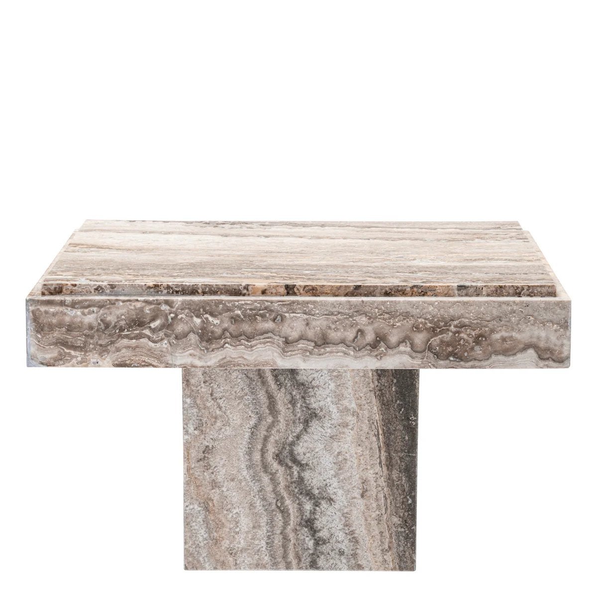 Eichholtz Sidetable Sartoria - Zilver Travertin, Huis en Inrichting, Tafels | Bijzettafels, Minder dan 55 cm, Nieuw, Ophalen of Verzenden