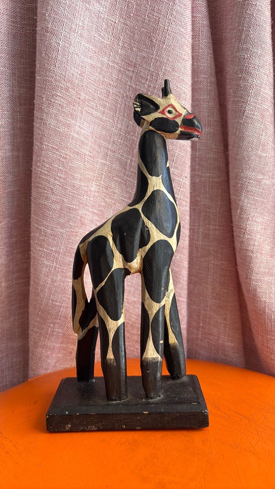 Houten Giraffe Beeld - Afrikaanse Stijl, Minder dan 20 cm, Ophalen of Verzenden, Beeld, Hout