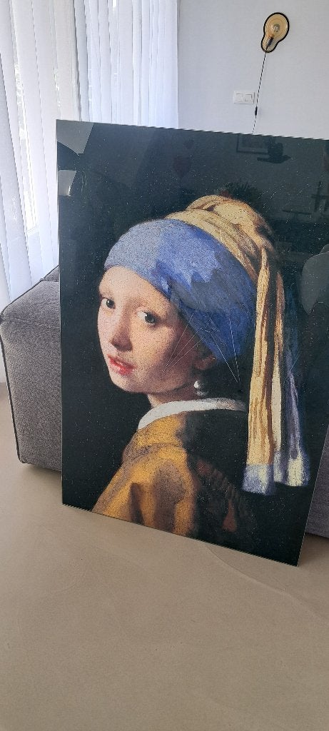 Meisje met de parel 120x80 gehard glas, Ophalen, Gebruikt, Schilderij, 120 cm