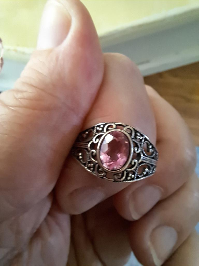 Ring roze topaas echt zilver in maat verstelbaar, Sieraden, Tassen en Uiterlijk, Ringen, Nieuw, Ophalen of Verzenden, 17 tot 18