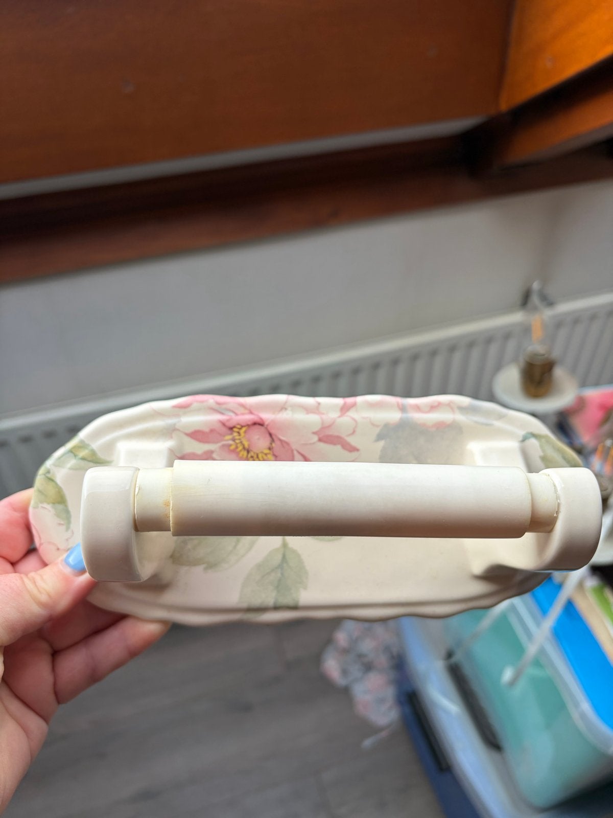 Hadida Vintage Toiletrolhouder met Bloemenprint, Vintage, Gebruikt, Meerkleurig, Ophalen of Verzenden