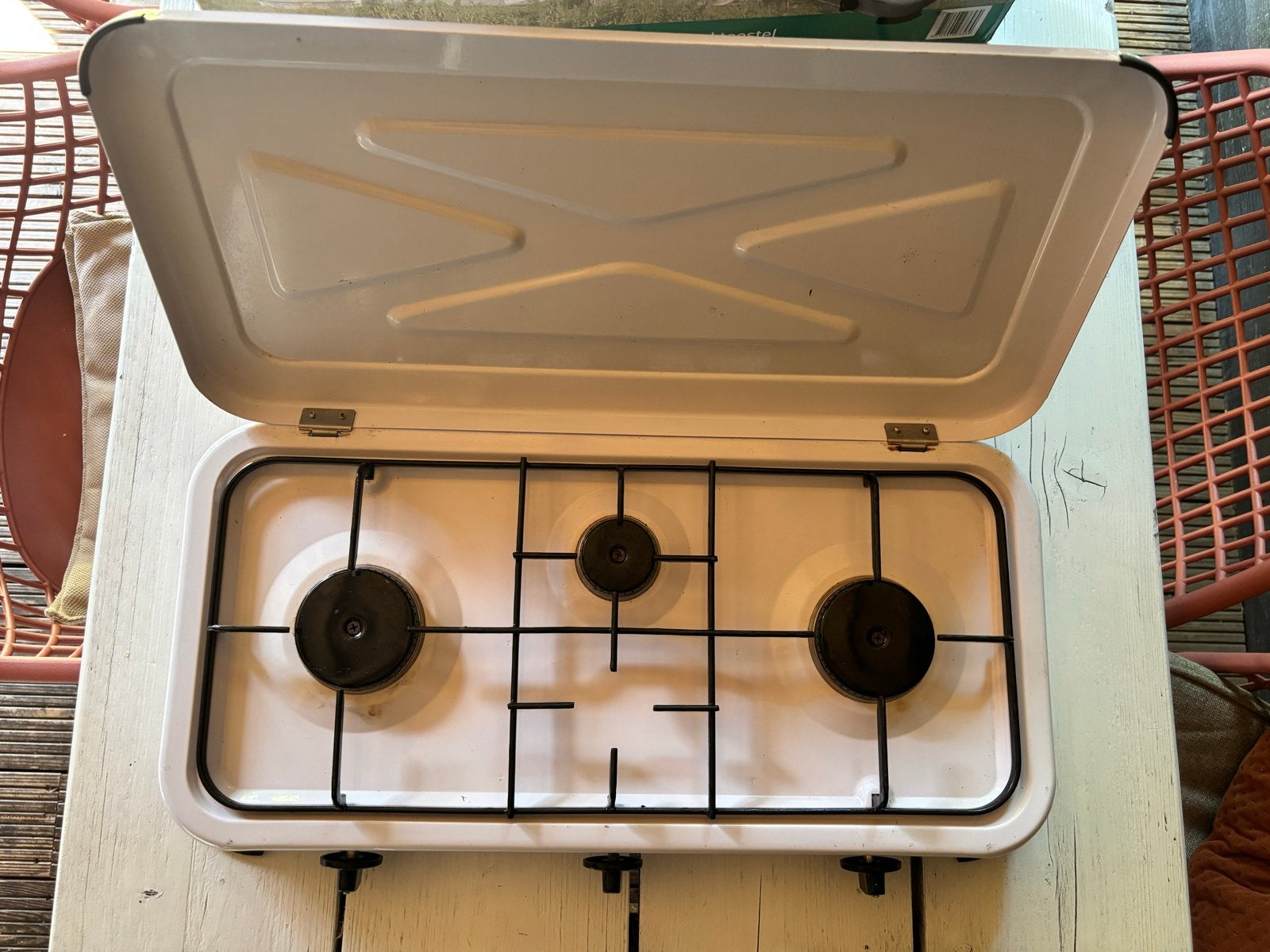 Gimeg 3-pits kooktoestel - Ideaal voor camping en outdoor, Caravans en Kamperen, Ophalen, Zo goed als nieuw