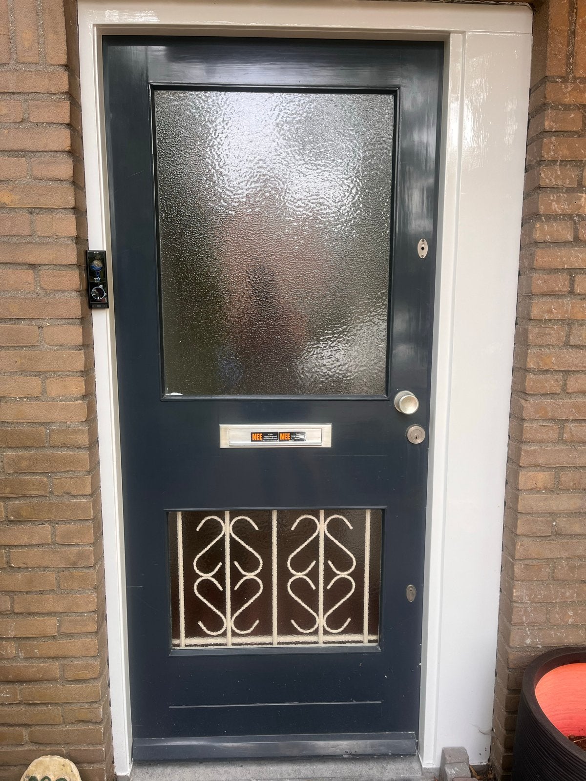 Voordeur met glas en sierrooster, Ophalen, Gebruikt, 80 tot 100 cm, Buitendeur