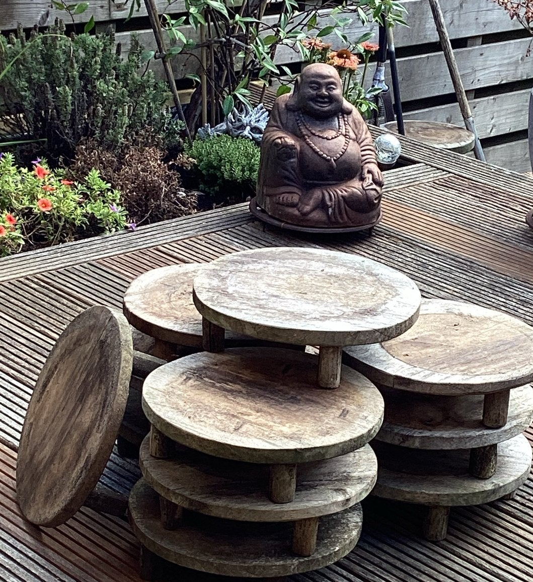 11x Houten plantenbak pot onderzetter plateau - Ø 30 cm, Tuin en Terras, Overige materialen, Gebruikt, Rond, Binnen