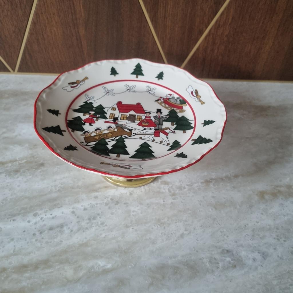 Mason Christmas Village serveerschaaltje op voet, Huis en Inrichting, Keuken | Servies, Zo goed als nieuw, Schaal of Schalen, Overige stijlen