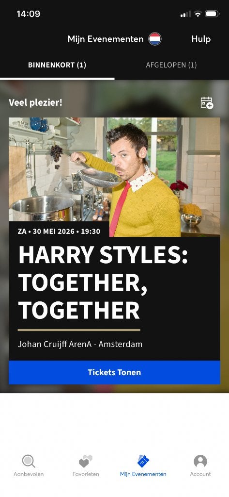 Harry styles ticket 30 mei avond show, Eén persoon, Mei