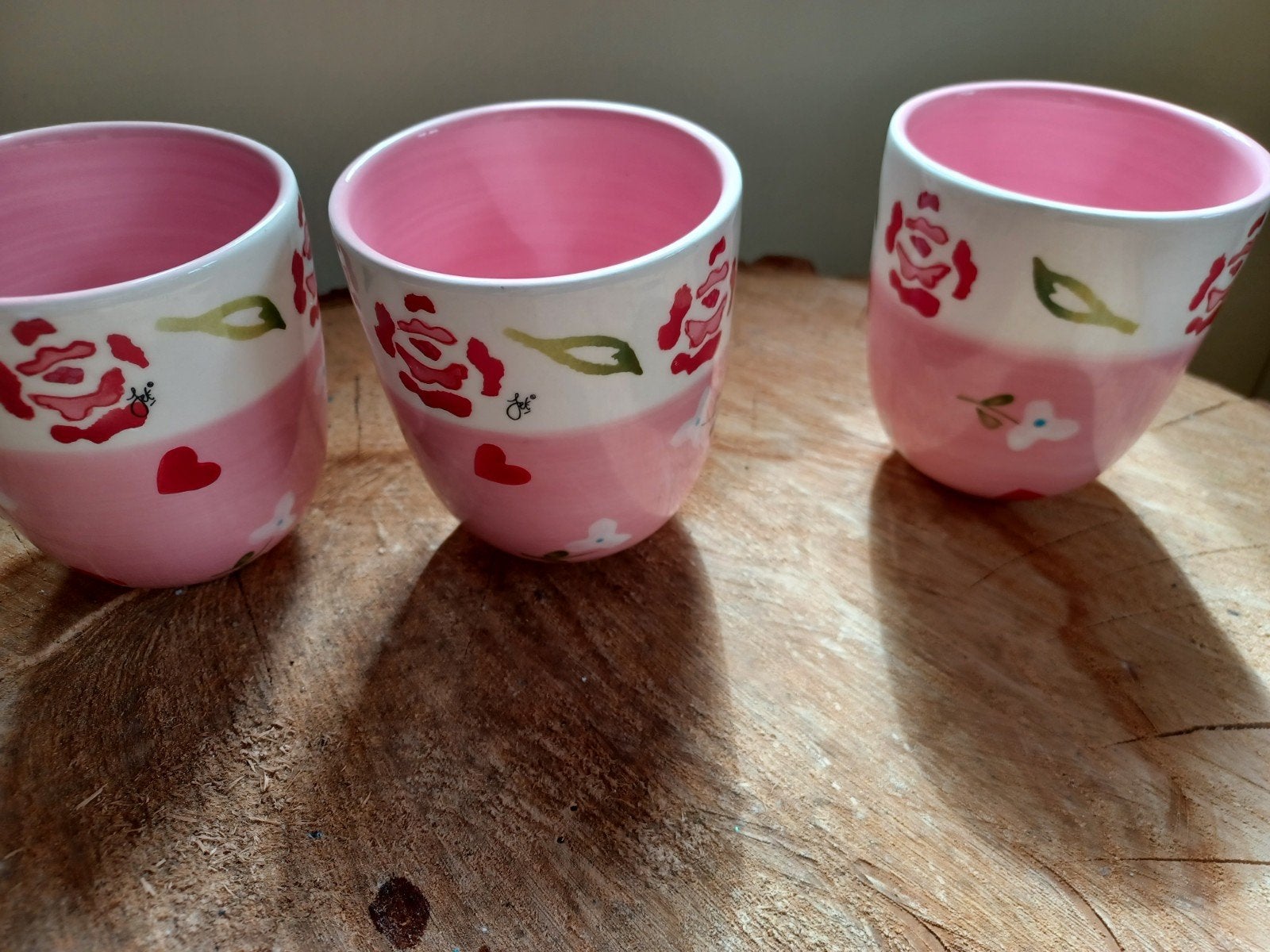 Set van 3 roze Jet by Ter Steege mokken met bloemmotief, Huis en Inrichting, Keuken | Servies, Ophalen of Verzenden, Zo goed als nieuw