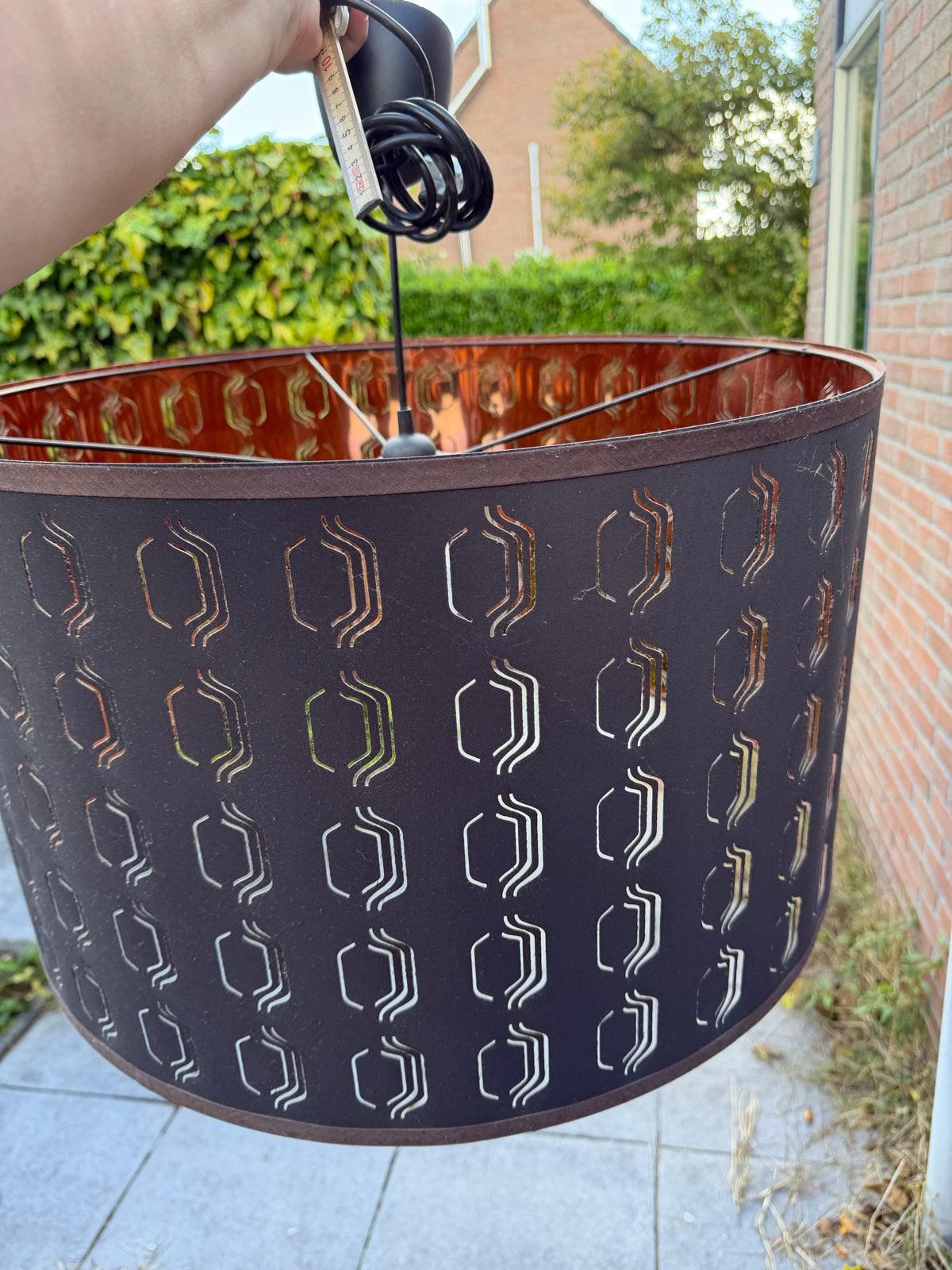 IKEA Emma hanglamp met koperkleurige binnenkant, Ophalen, Gebruikt, Metaal, E27 (groot)