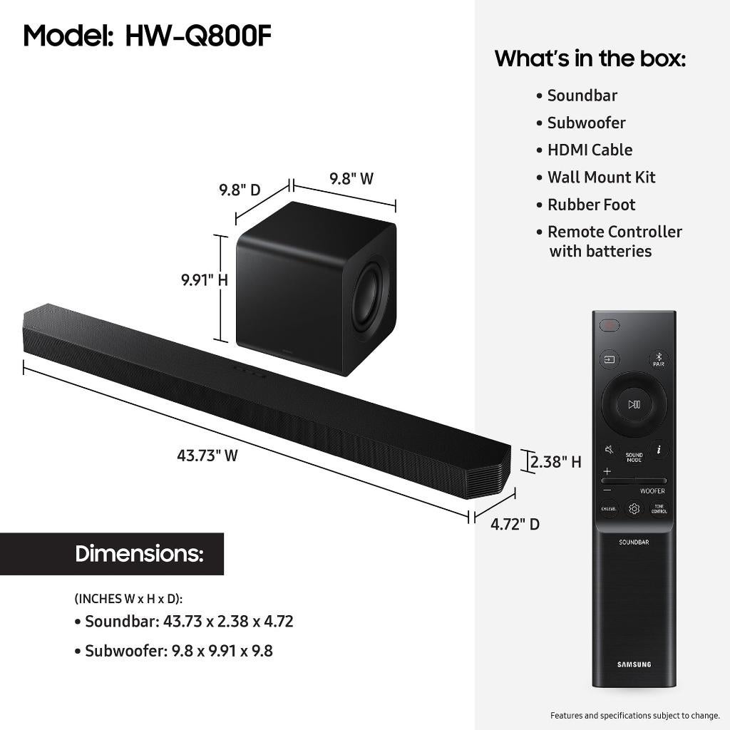 Samsung Soundbar q800f, Audio, Tv en Foto, Soundbars, Ophalen, Bluetooth, Nieuw