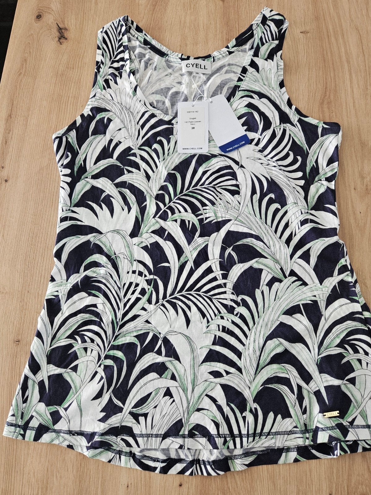 Cyell Singlet 142 Palm Leaves Navy Maat 38, Maat 38/40 (M), Blauw, Nieuw, Ophalen of Verzenden