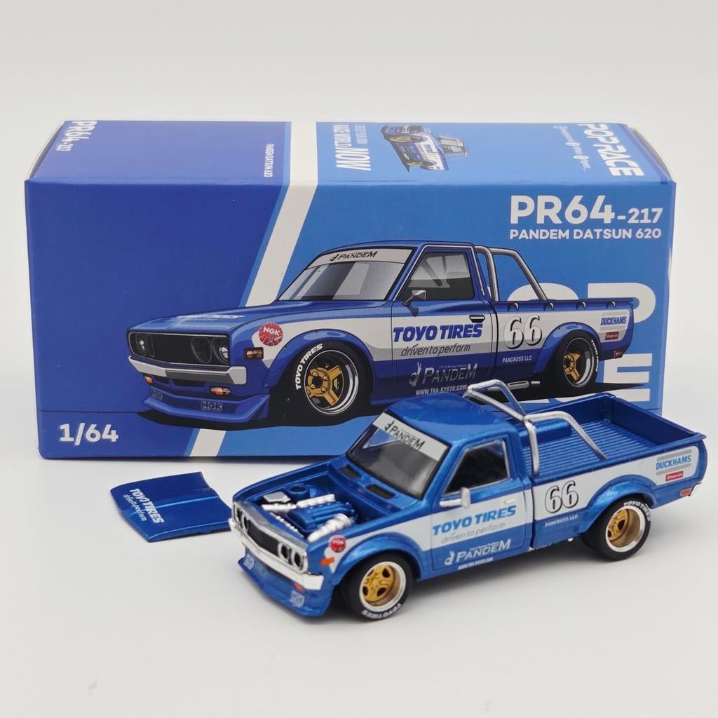 Pop Race Pandem Datsun 620 Blauw 1:64 - Nieuw in Verpakking, Auto, Onbekend, Nieuw, Ophalen of Verzenden