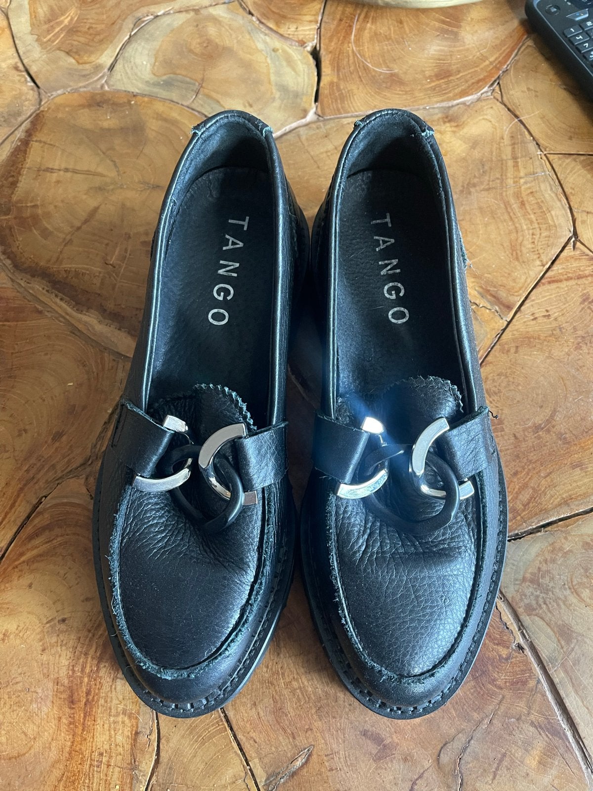 Echt leren loafers met gesp, Kleding | Dames, Ophalen of Verzenden, Zo goed als nieuw, Instappers, Zwart