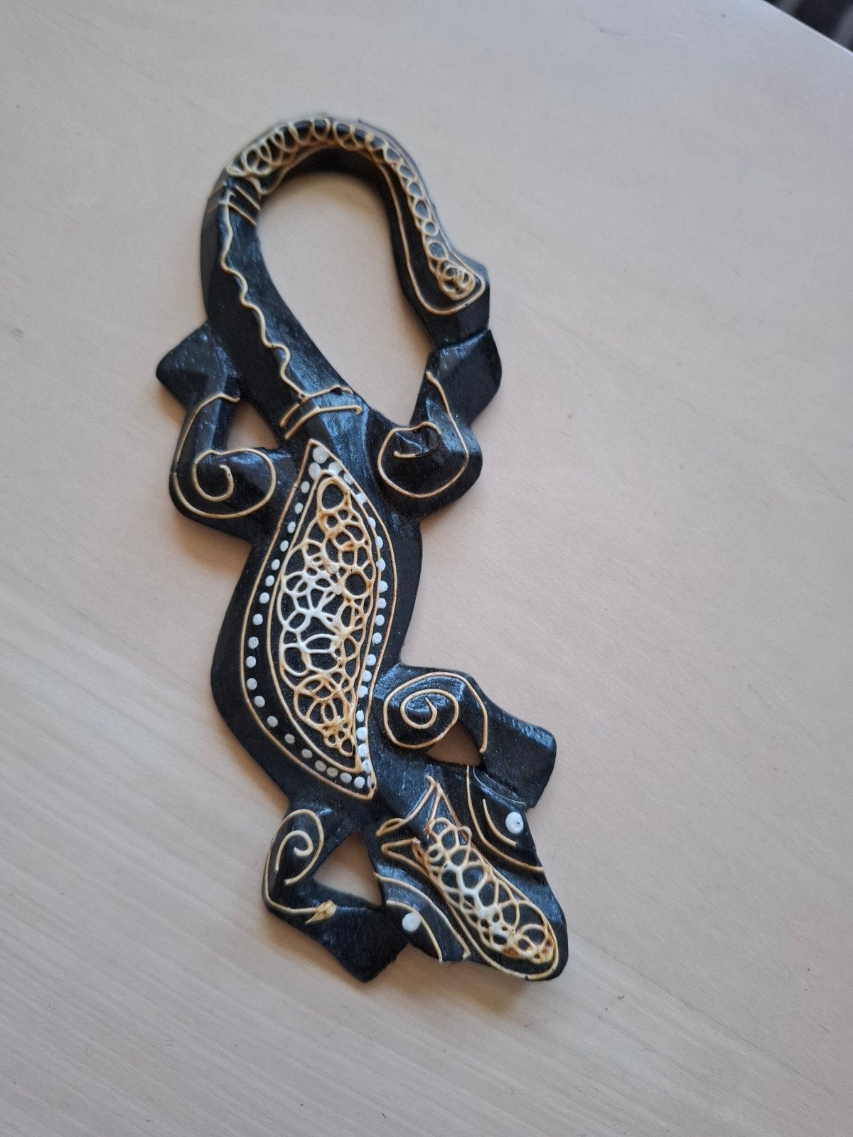 Balinese Houten Gekko / Salamander – Handgemaakt, Boho, Hout, Decoratieobject, Ophalen of Verzenden