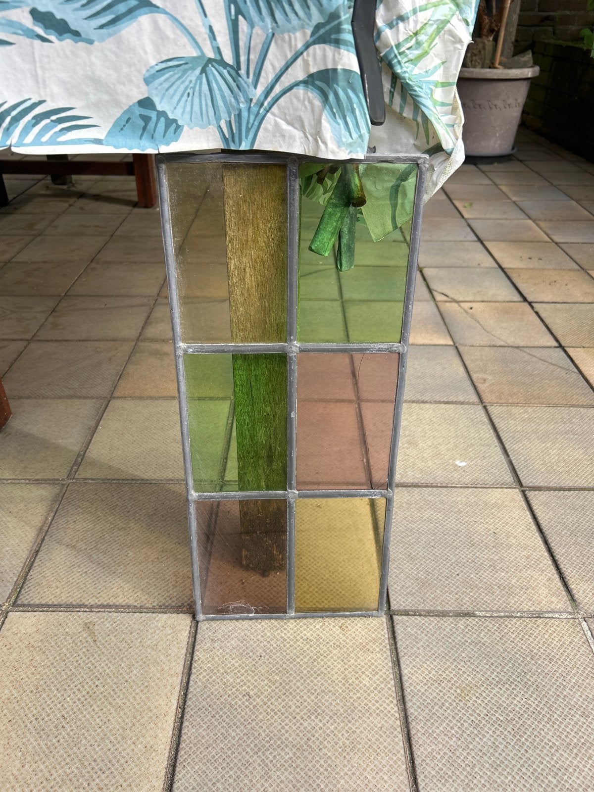 Vintage Glas-in-lood Plantenbak/Vaas, Ophalen